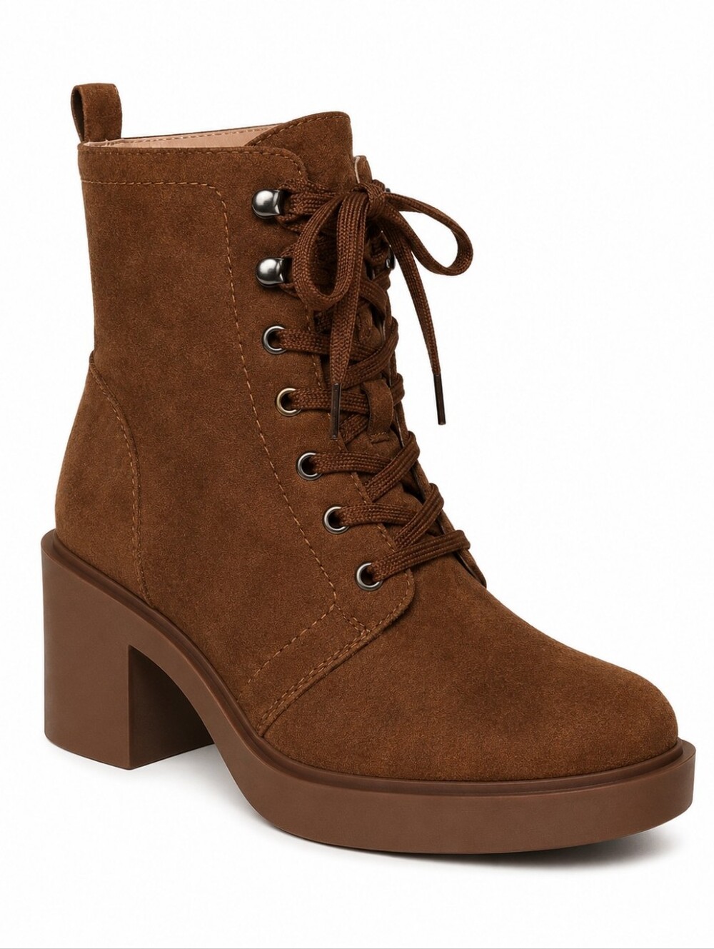 NIB Bandolino Gibson 2 Brown Faux Suede Lace Up Combat Boots 7 Utilitary Indie